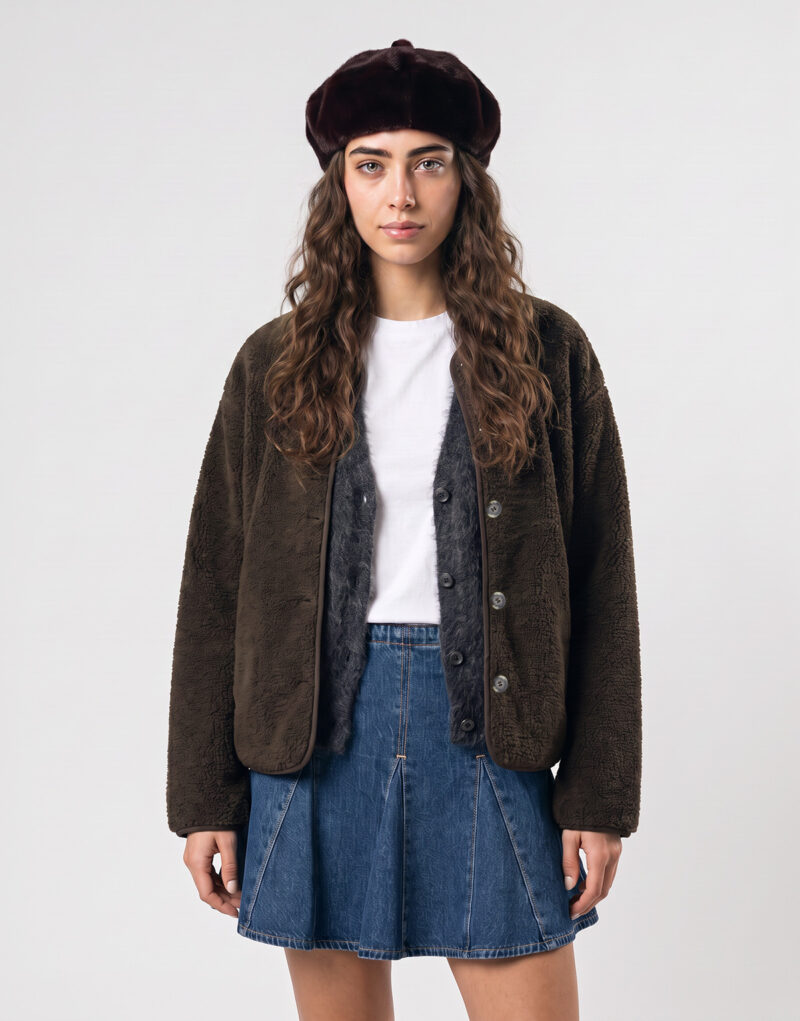 JDY JDYTELLA L/S TEDDY Marrone Giubbotto Donna - 2