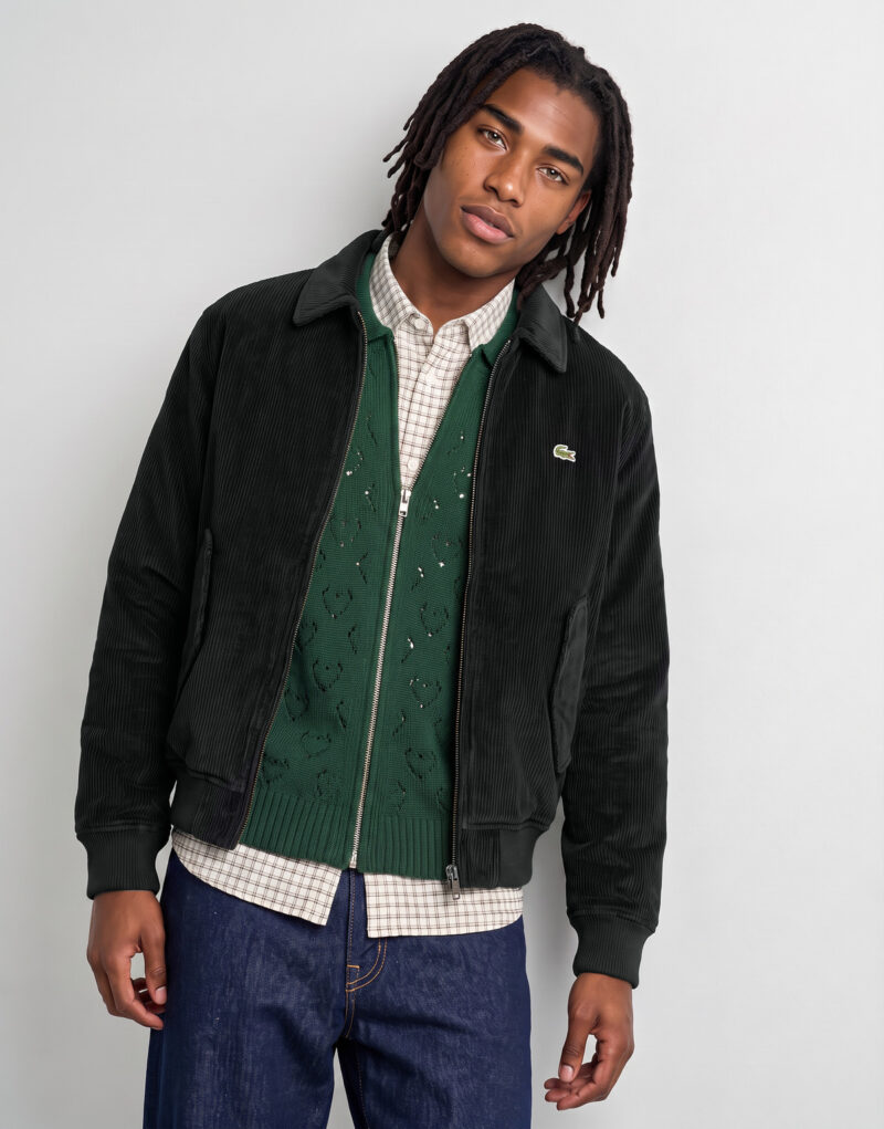 Lacoste Blouson aviateur rembourr&eacute; en velours c&ocirc;tel&eacute; Nero Giubbotto Uomo - 2