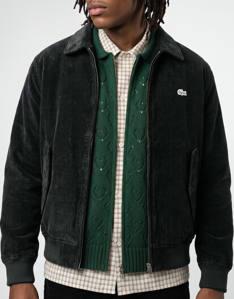 Lacoste Blouson aviateur rembourr&eacute; en velours c&ocirc;tel&eacute; Nero Giubbotto Uomo - 5