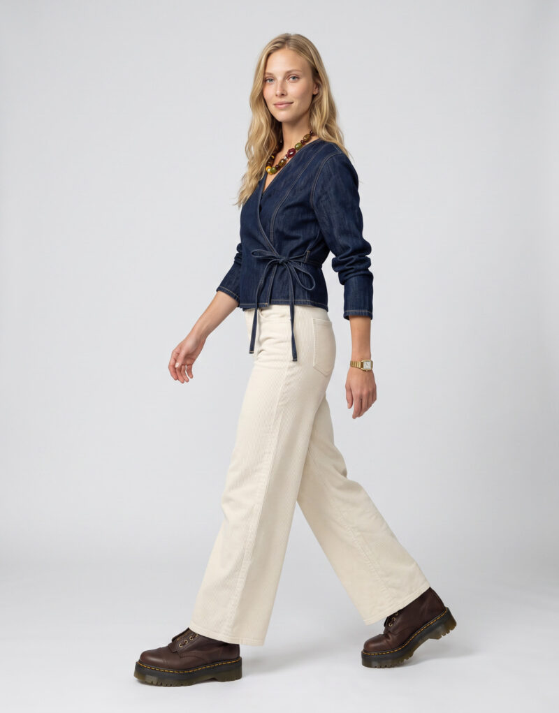 Levis 728 HR WIDE LEG Bianco Jeans Flare Donna - 3