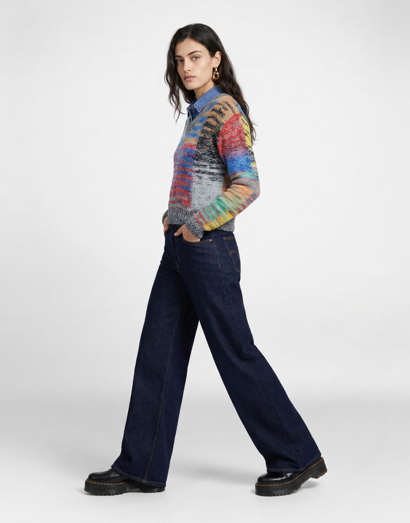 Levis 728 HR WIDE LEG Blu Jeans Flare Donna - 3