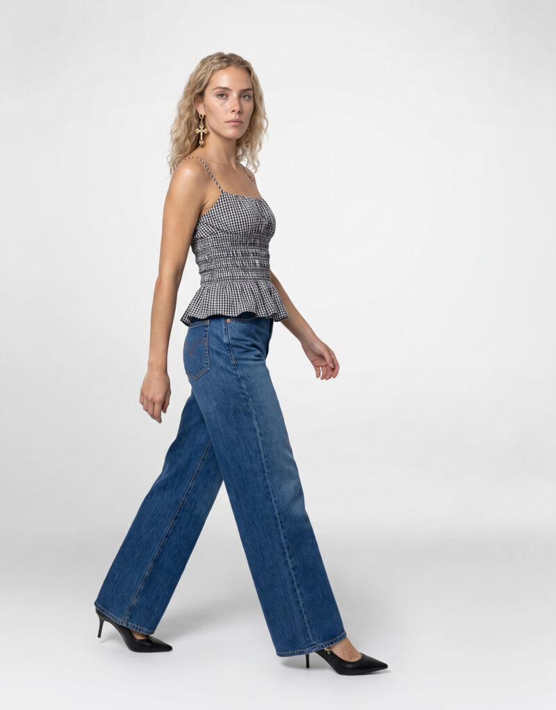 Levis RIBCAGE WIDE LEG H223 Blu Jeans Flare Donna - 3