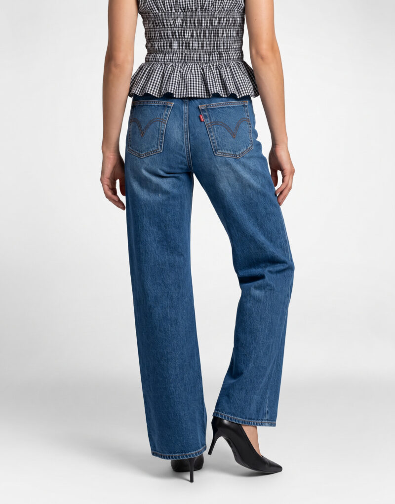 Levis RIBCAGE WIDE LEG H223 Blu Jeans Flare Donna - 4
