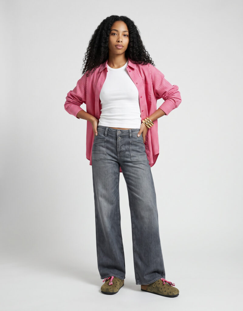 Le Temps des Cerises Grigio Jeans larghi Abbigliamento - 2