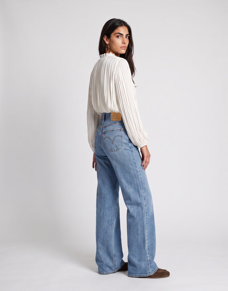 Levis RIBCAGE WIDE LEG H223 Blu Jeans larghi Abbigliamento - 4