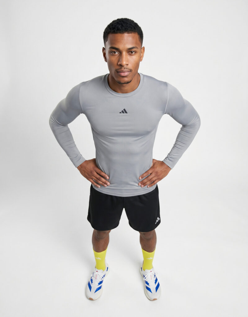 adidas TECHFIT Compression Training Long Sleeve Long-Sleeve Top Grigio Maglietta sportiva Abbigliamento - 5