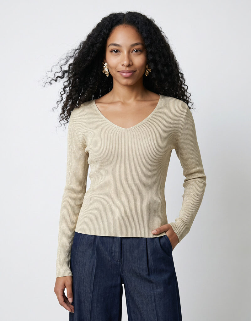 JDY JDYNEW BEHAVE L/S GLITTER PULLOVER KNT Beige Maglione Donna - 2
