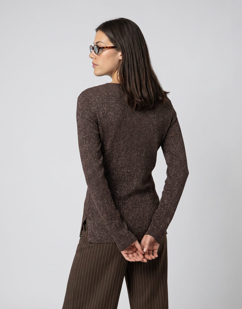 JDY JDYNEW BEHAVE L/S GLITTER PULLOVER KNT Marrone Maglione Donna - 4