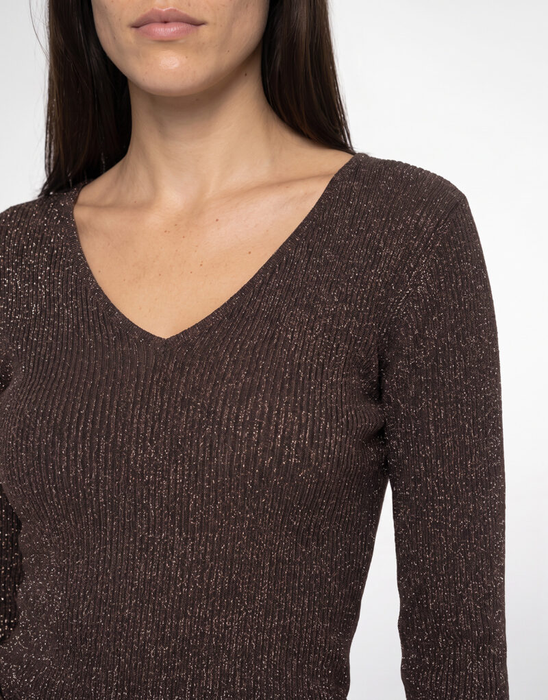 JDY JDYNEW BEHAVE L/S GLITTER PULLOVER KNT Marrone Maglione Donna - 5