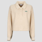 Lacoste Sweatshirt polo en interlock côtelé avec étiquette Beige Maglione Donna - 1
