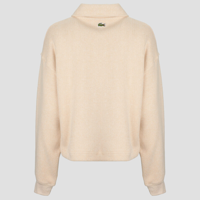 Lacoste Sweatshirt polo en interlock côtelé avec étiquette Beige Maglione Donna - 6