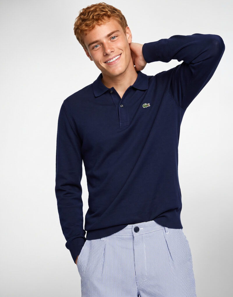 Lacoste Pull col polo coton point mousse Marine Maglione Uomo - 2