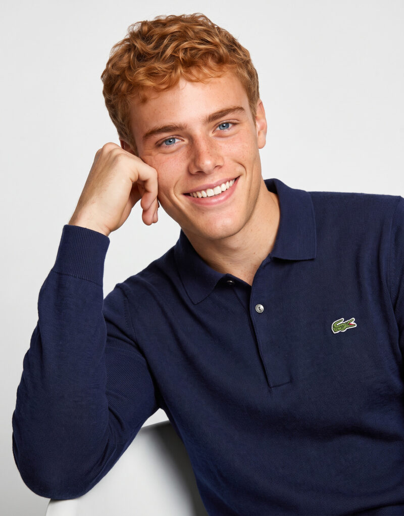 Lacoste Pull col polo coton point mousse Marine Maglione Uomo - 5