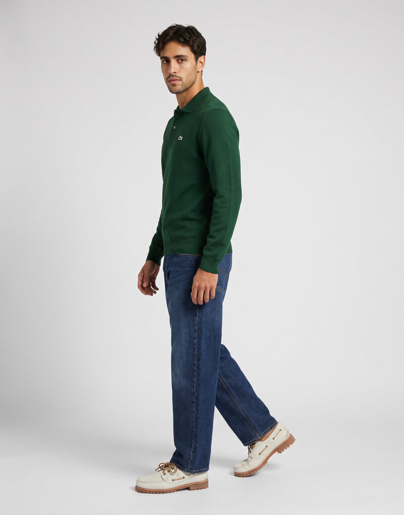 Lacoste Pull col polo coton point mousse Verde Maglione Uomo - 3