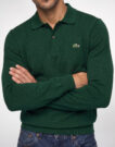 Lacoste Pull col polo coton point mousse Verde Maglione Uomo - 5
