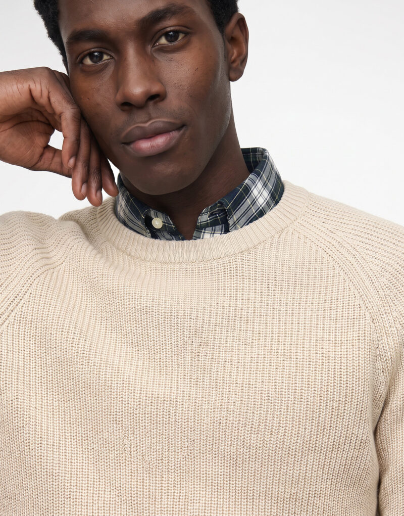 Timberland Cotton Blend Raglan Beige Maglione Uomo - 5
