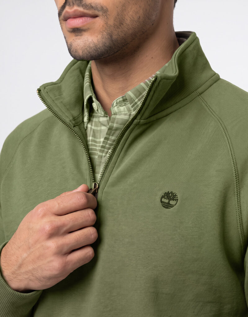 Timberland Tree Embroidered Logo Zip Exeter River Verde Maglione Uomo - 5
