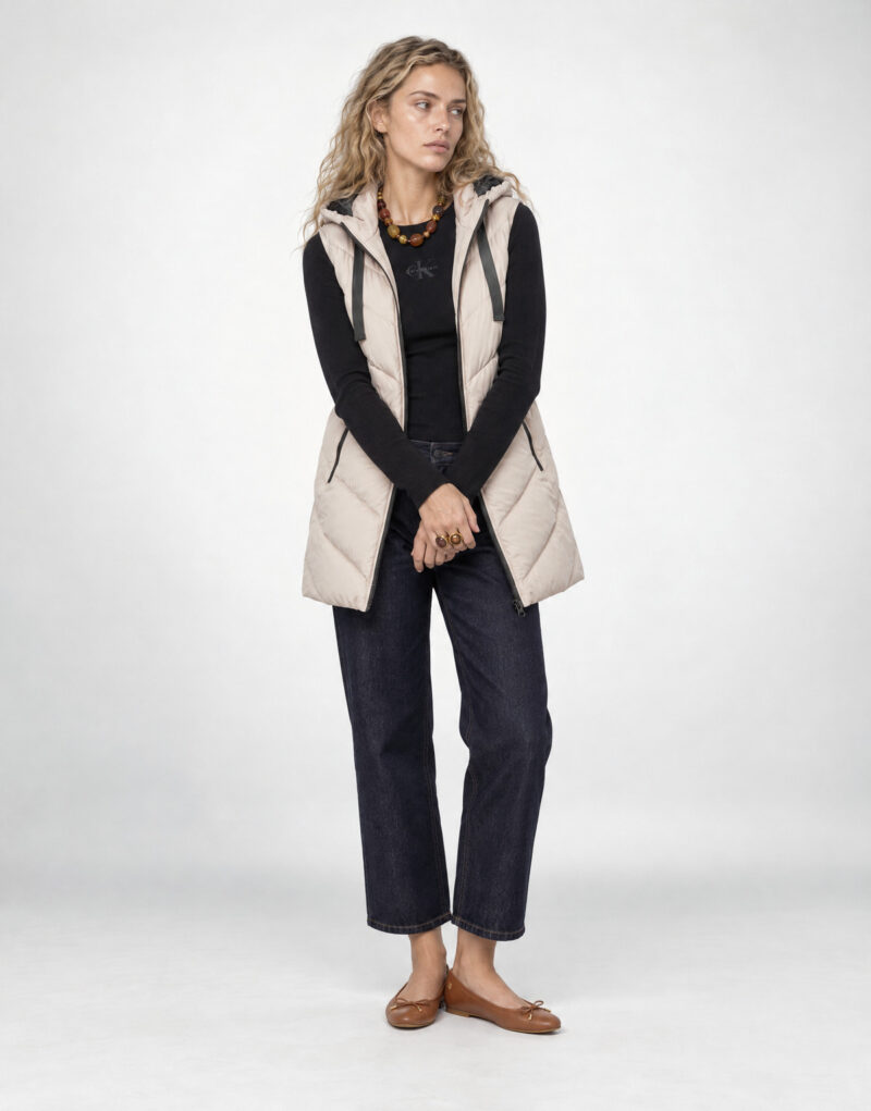 JDY JDYSKYLAR PADDED HOOD WAISTCOAT OTW Beige Piumino Donna - 2