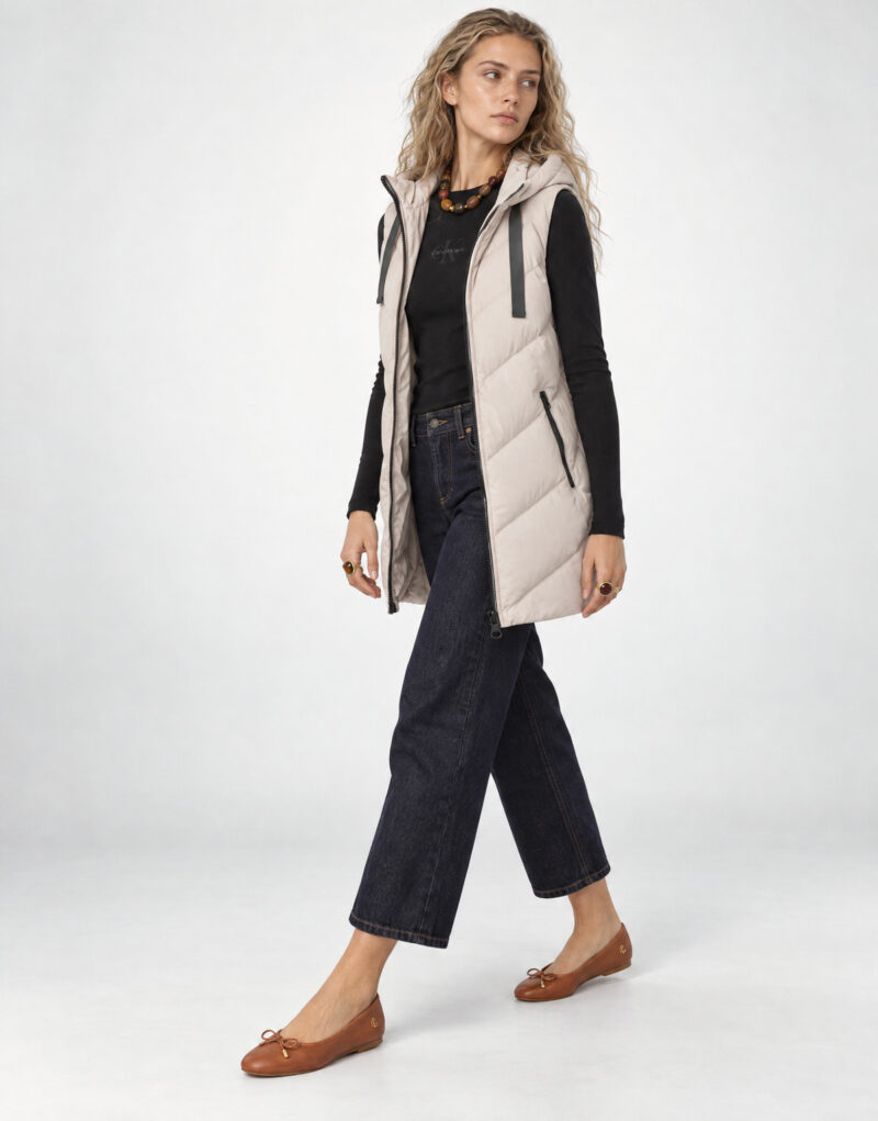JDY JDYSKYLAR PADDED HOOD WAISTCOAT OTW Beige Piumino Donna - 3