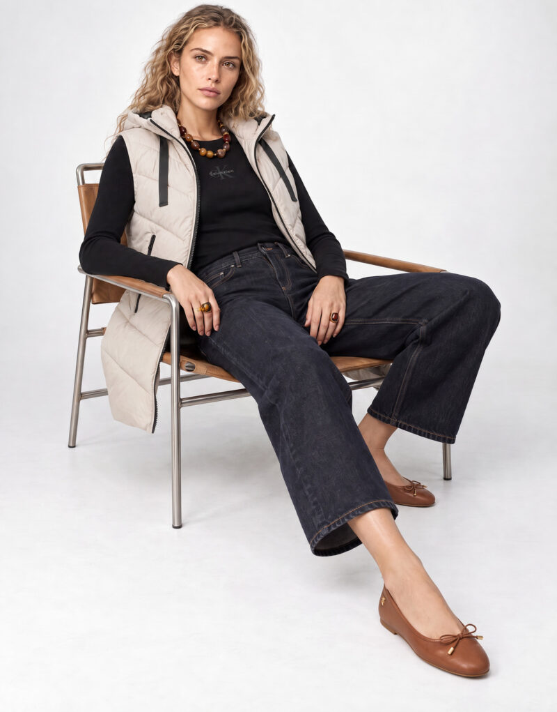 JDY JDYSKYLAR PADDED HOOD WAISTCOAT OTW Beige Piumino Donna - 5