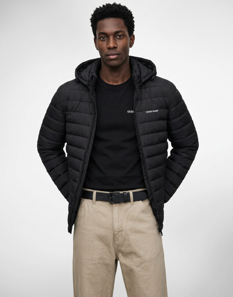 Guess PANELED PUFFER JACKET Nero Piumino Uomo - 2
