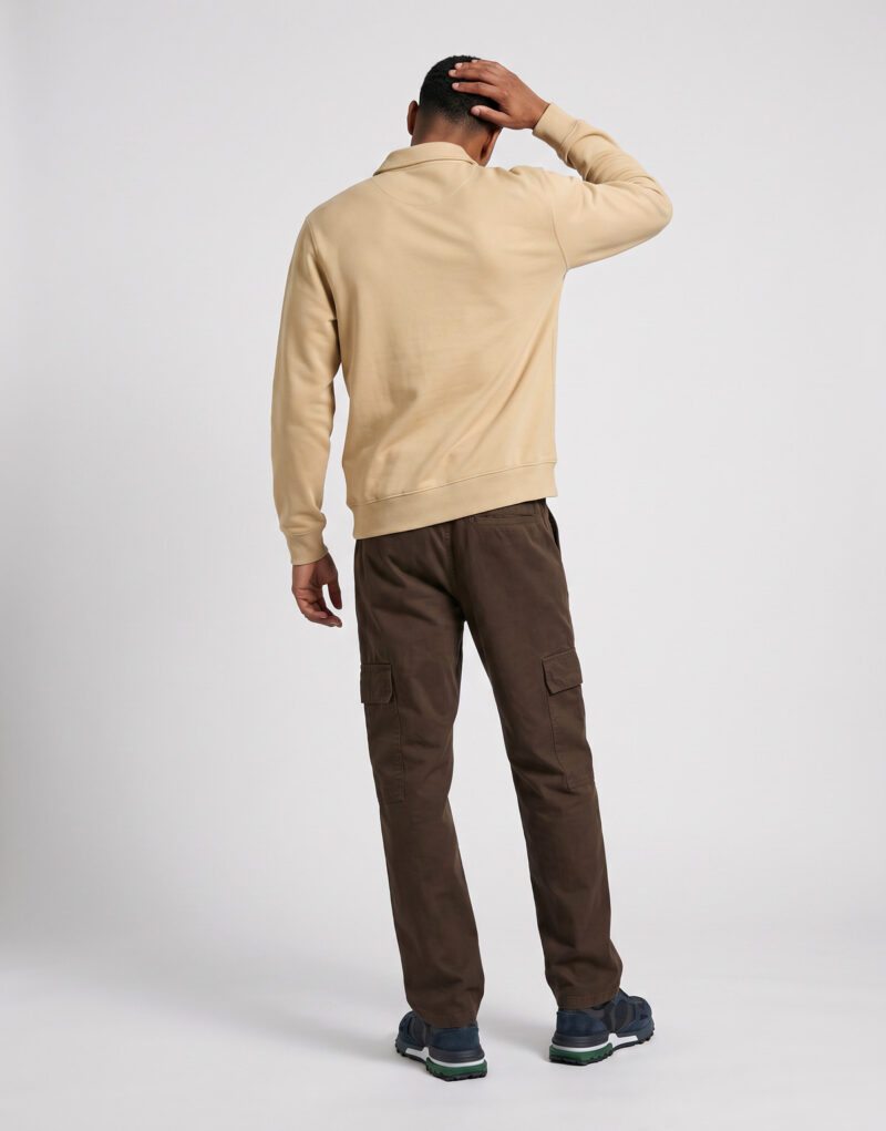 Lacoste Sweatshirt col polo en piqu&eacute; double face Beige Polo maniche lunga Uomo - 4