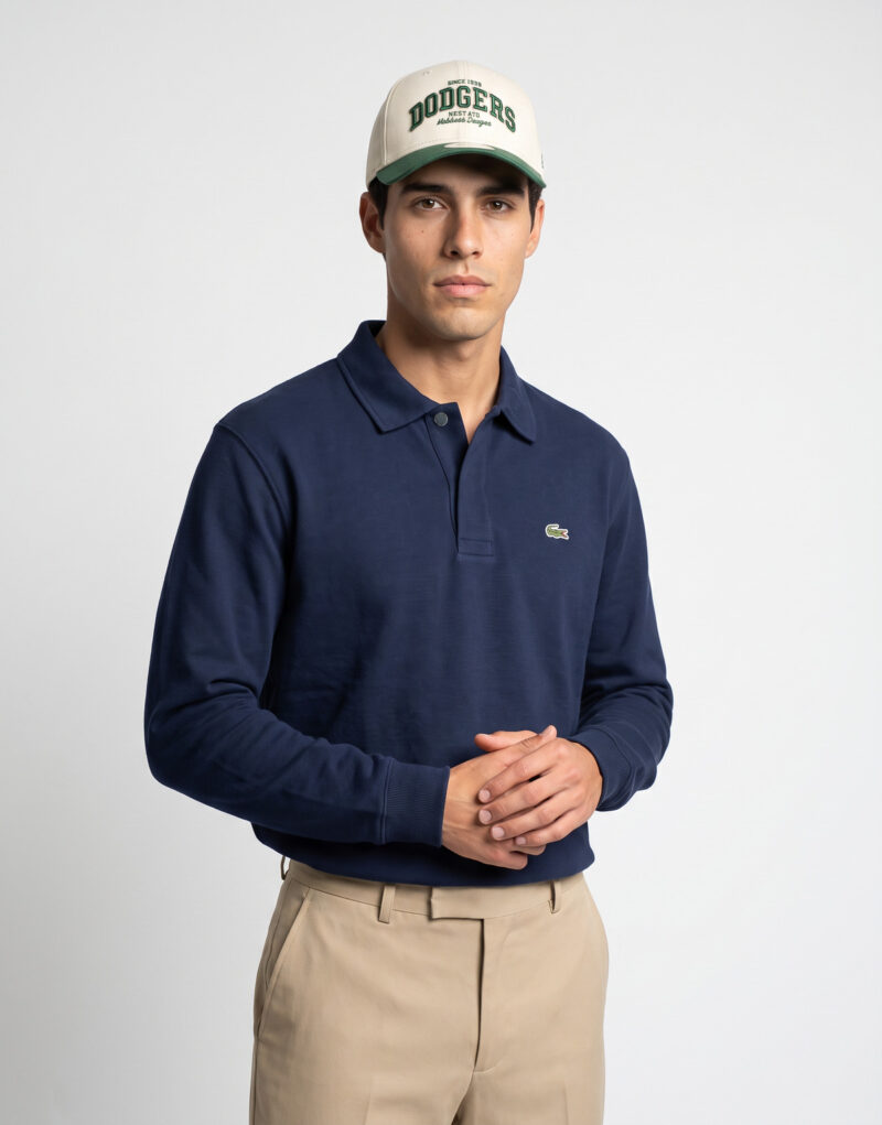 Lacoste Sweatshirt col polo en piqué double face Marine Polo maniche lunga Uomo - 2