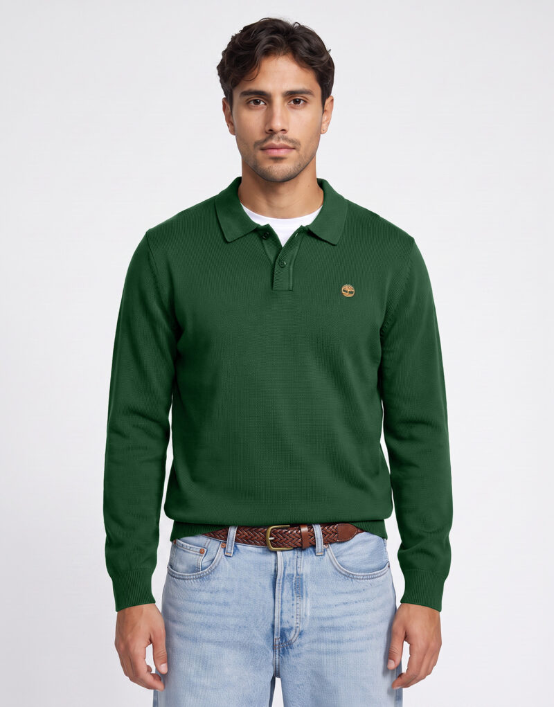 Timberland Cotton Polo Sweater Verde Polo maniche lunga Uomo - 2