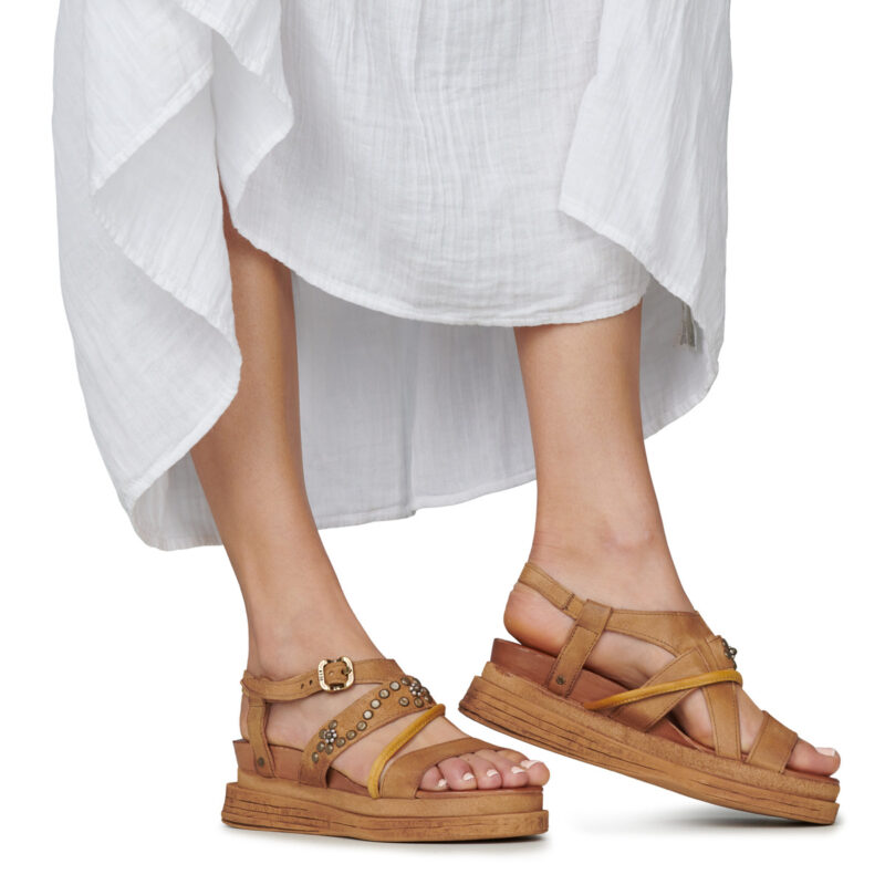 Airstep / A.S.98 LAGOS FLOWERS Braun Keilabsatz Sandalen Damen - 8