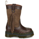Dr. Martens FRINGE MID PULL ON BOOT DARK BROWN CLASSIC PULL UP+BRONX SUEDE Marrone Stivali bassi Donna - 2