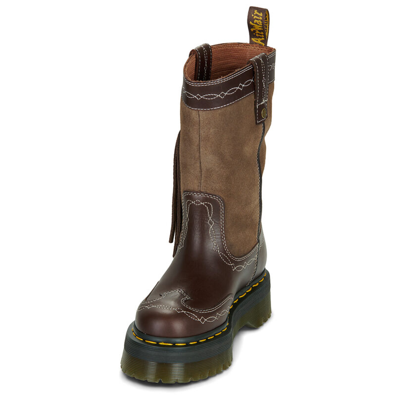 Dr. Martens FRINGE MID PULL ON BOOT DARK BROWN CLASSIC PULL UP+BRONX SUEDE Marrone Stivali bassi Donna - 3