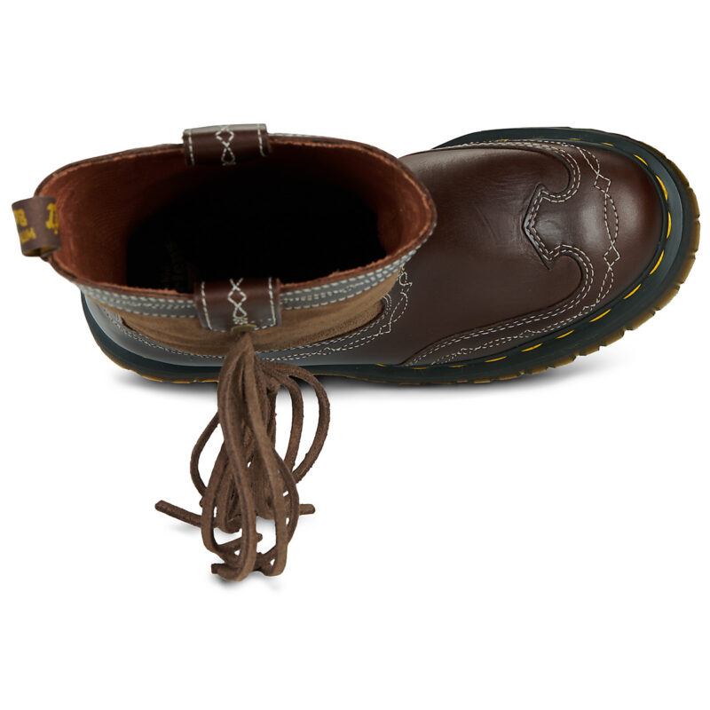 Dr. Martens FRINGE MID PULL ON BOOT DARK BROWN CLASSIC PULL UP+BRONX SUEDE Marrone Stivali bassi Donna - 6
