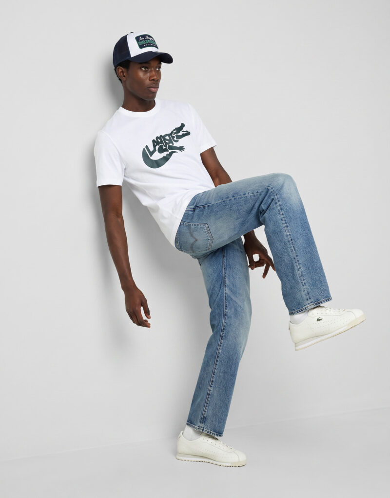 Lacoste T-shirt en jersey imprim&eacute; Bianco T-shirt Uomo - 3