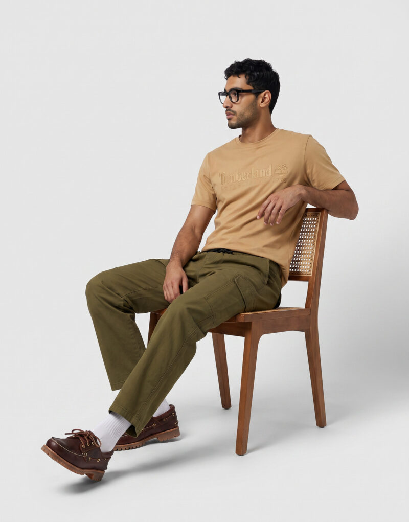 Timberland Embroidered Tee Established 1973 Beige T-shirt Uomo - 5
