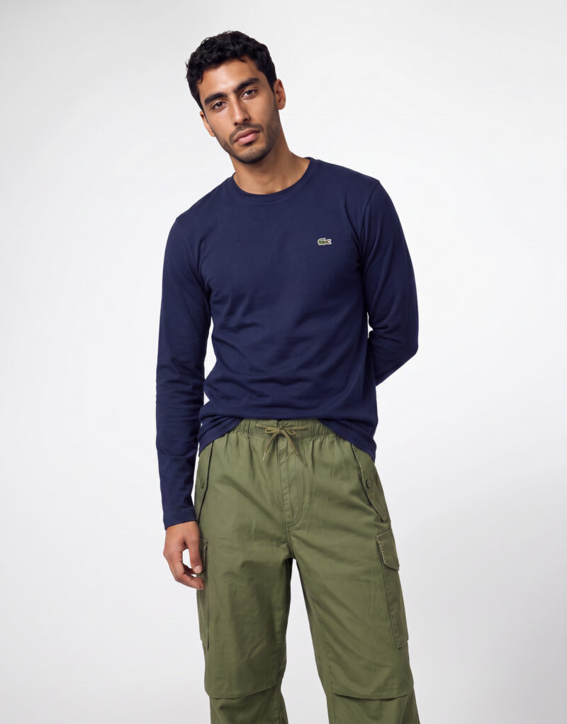 Lacoste T-shirt manches longues en jersey de coton Marine T-shirts a maniche lunghe Uomo - 2