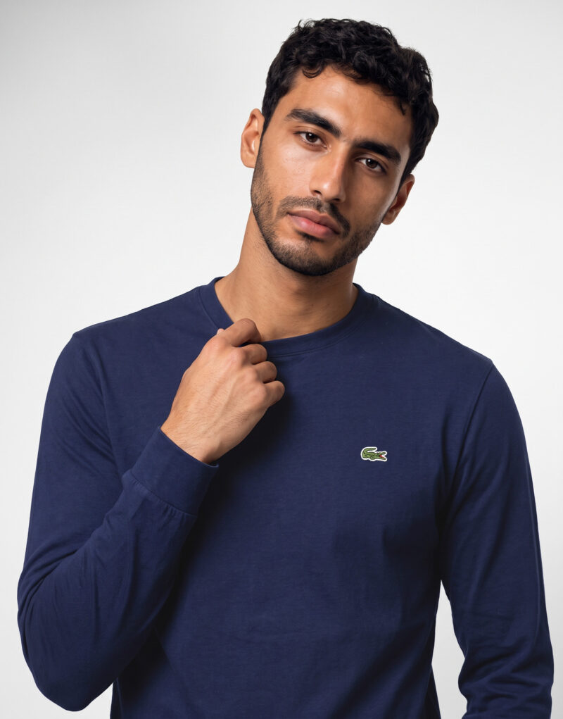 Lacoste T-shirt manches longues en jersey de coton Marine T-shirts a maniche lunghe Uomo - 5