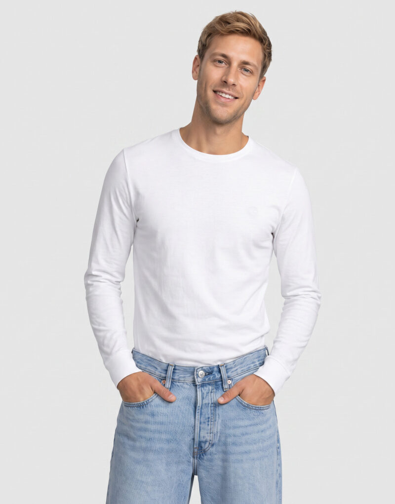 Timberland Tree Embroidered Exterer River Slim Bianco T-shirts a maniche lunghe Uomo - 2