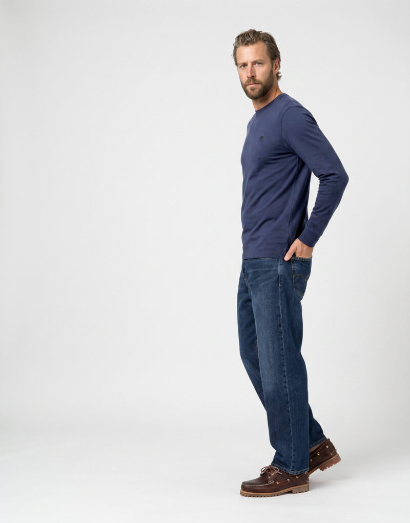 Timberland Tree Embroidered Exterer River Slim Marine T-shirts a maniche lunghe Uomo - 3