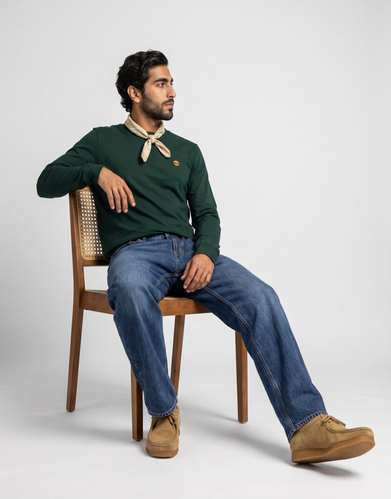 T-shirts a maniche lunghe Timberland Tree Embroidered Exterer River Slim Verde T-shirts a maniche lunghe Uomo - 5